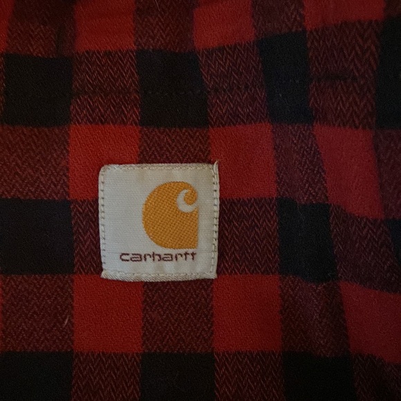 Women’s, Carhartt, rugged flex flannel long sleeve plaid shirt.  Large, 12–14. - Picture 7 of 8